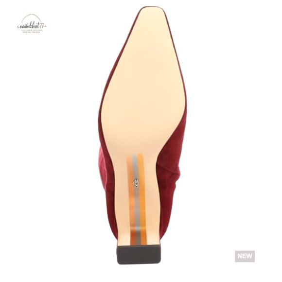 Knee High Leather Boots with Pointed Toe and Block Heel - Picture 4 of 7